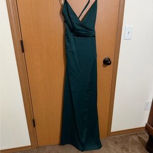 Lulu's Deep Teal V-Neck Maxi Dress